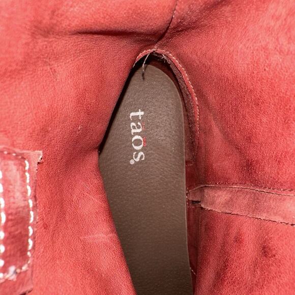 Taos Womens Embroidered Booties Boots Size 40 Dark Red Leather Floral Cowboy - Picture 9 of 9